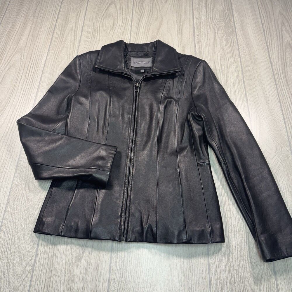 Bromley Collection Genuine Leather Jacket Women’s S Black Biker Full Zip